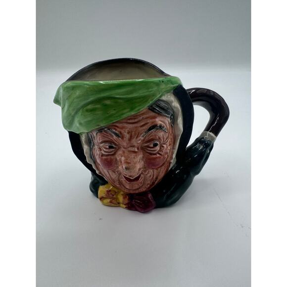 Royal Doulton Sairey Gamp Large Green Brown Porcelain Toby Character Jug 5.5"h - Picture 3 of 7